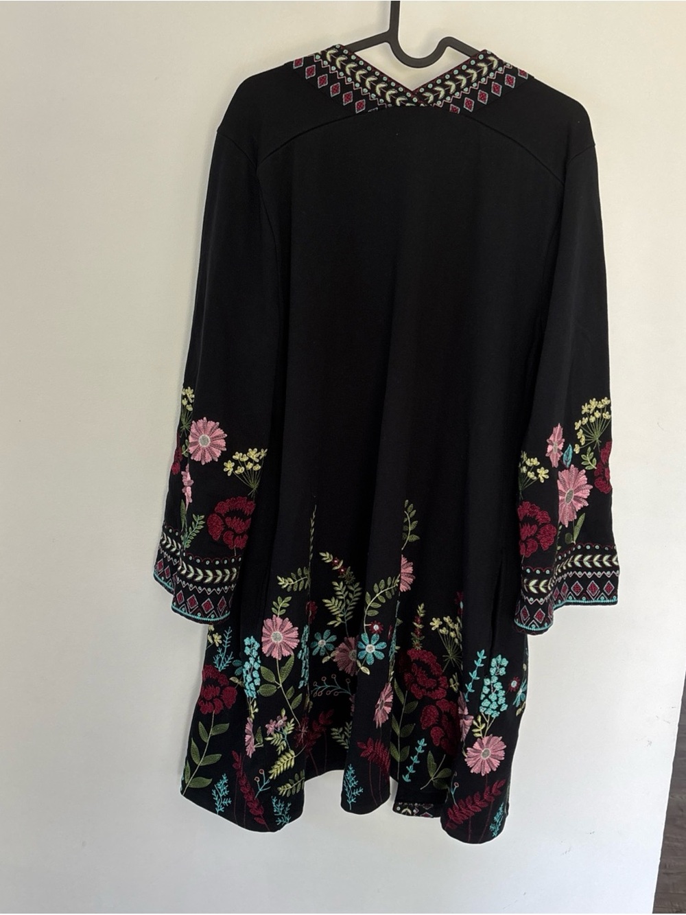 Soft Surroundings Black Embroidered Floral Open-Front Cardigan - Picture 5 of 9